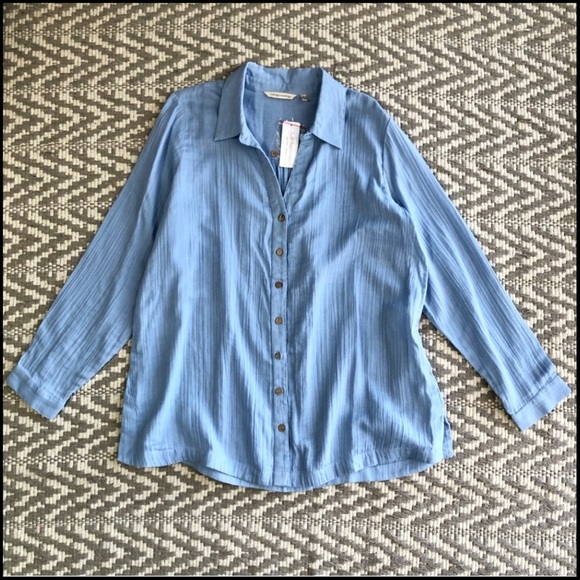 Soft Surroundings 100% cotton button up paradise pool tunic size large - Picture 1 of 10